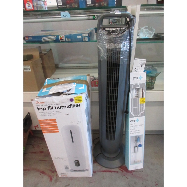 Pole Shower Caddy, Crane Humidifier & Tower Fan