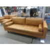 Image 1 : 88" Caramel Leather Sofa - Customer Return - As Is