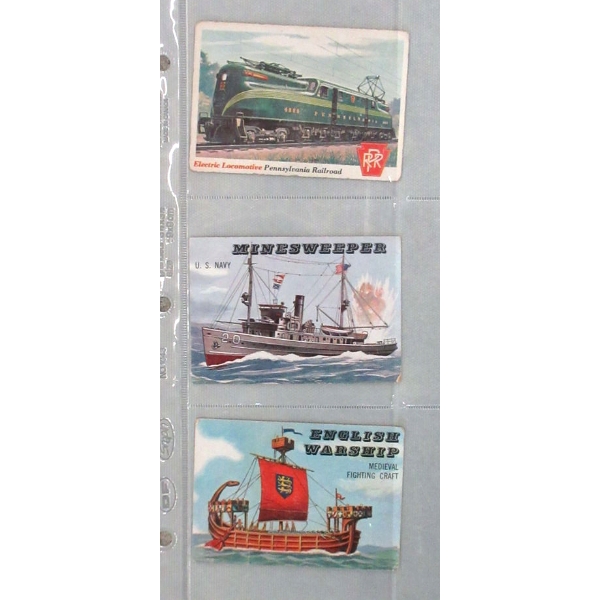 Three 1955 Topps Rails and Sails Trading Cards