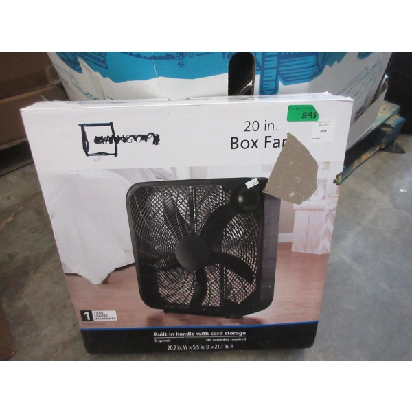 Black 20" Box Fan - Like New