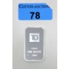 Image 1 : 1 Oz .999 Silver TD Bank Investor Bar 