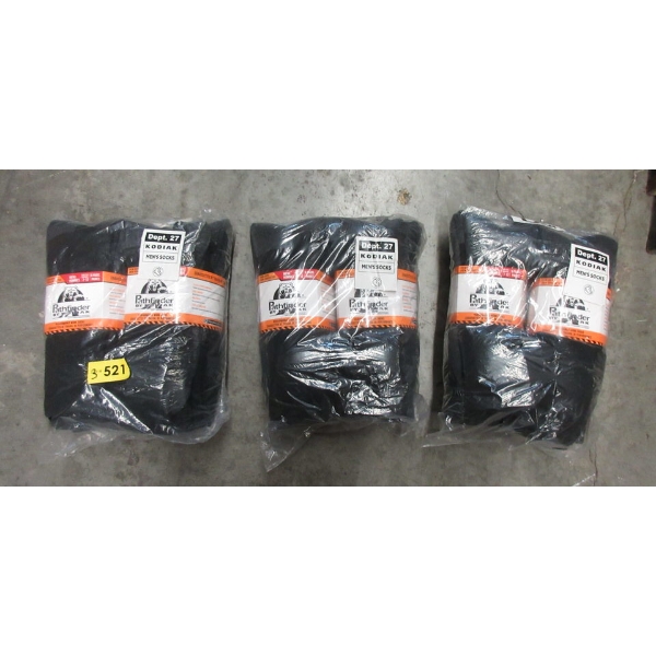 3 New 6 Packs of Men's Black Kodiak Socks