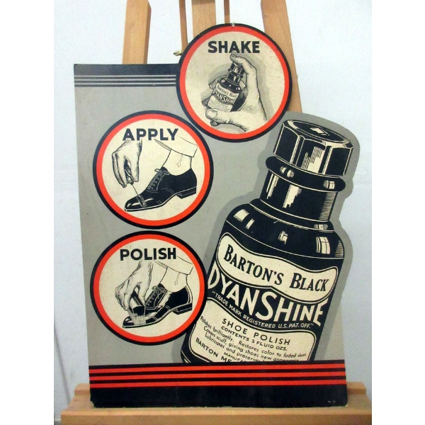 Vintage Barton's Black Dyanshine Shoe Polish Sign