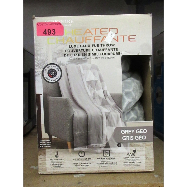 Berkshire Luxe Electric Throw Blanket - Grey Geo