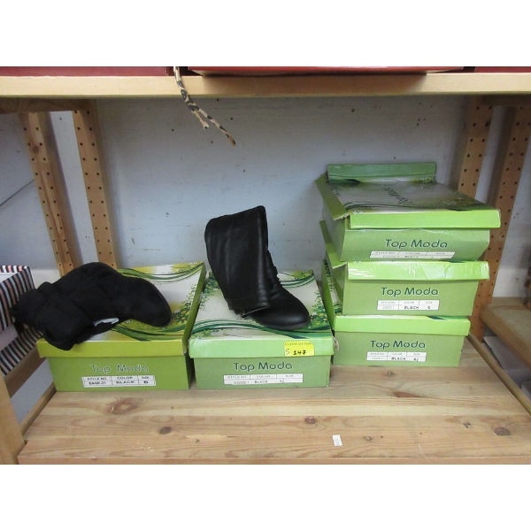 5 New Pairs of Women's Black Boots  in Boxes