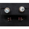 Image 1 : 2 New Pairs Sterling Silver Gemstone Earrings 