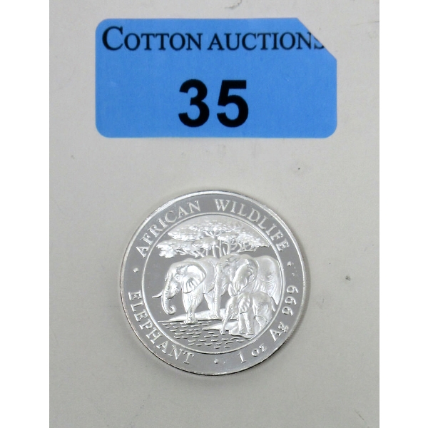 1 Oz .999 Silver 2013 African Wildlife Elephant Coin 
