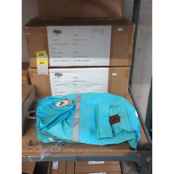 Case of 12 New Reversible Dog Rain Coats - Blue 