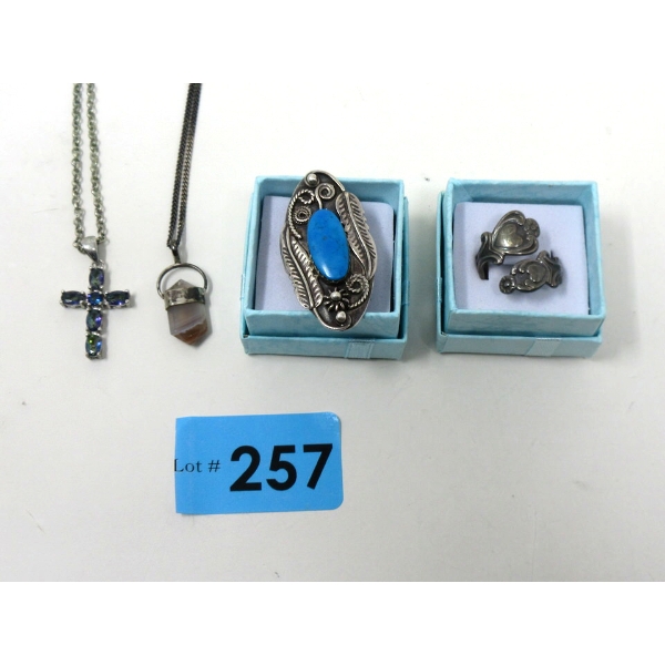 Two .925 Silver Necklaces and Two .925 Silver Rings
