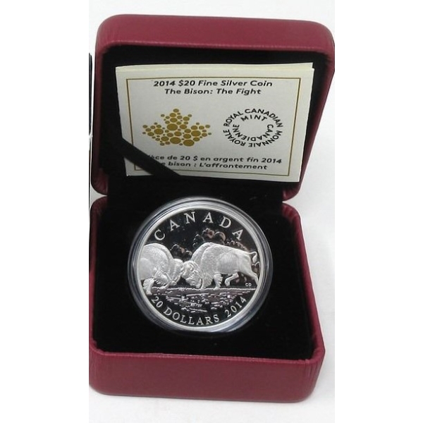 2014 .9999 Silver 1 Oz Bison The Fight Coin 