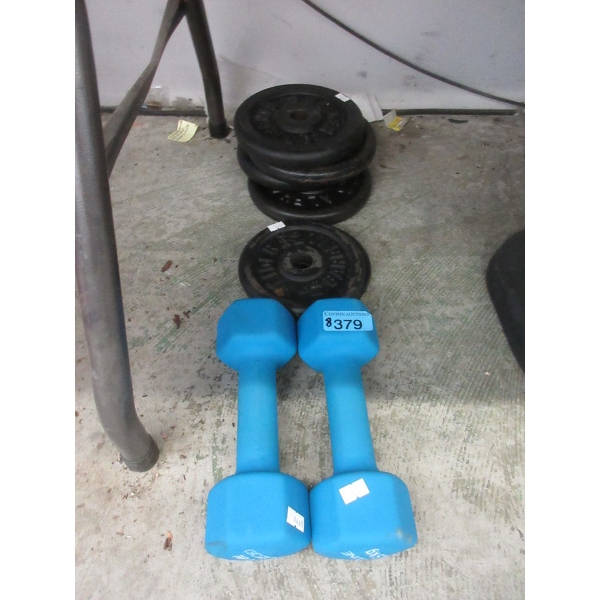 Pair of Dumbbells & 6 Assorted Weight Plates