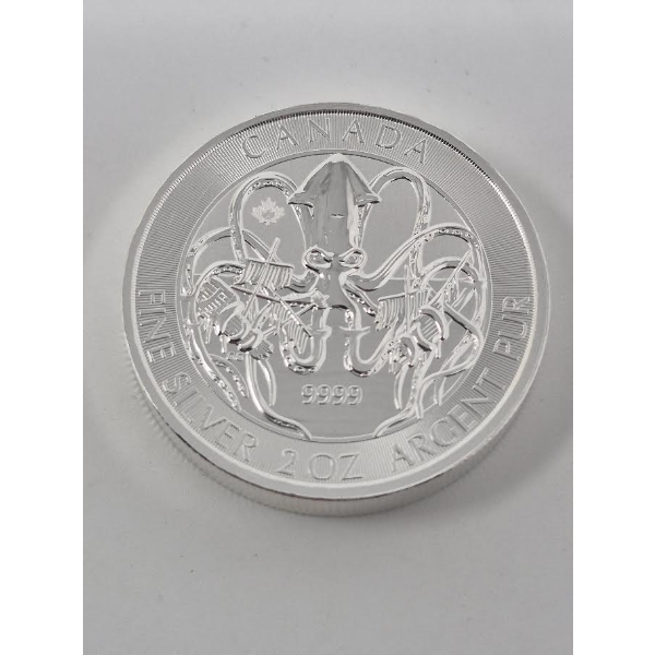 2 Oz .9999 Silver 2020 Canada Kraken Coin 