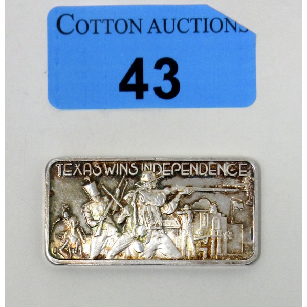 1 Oz .999 Silver Texas Wins Independence Art Bar 