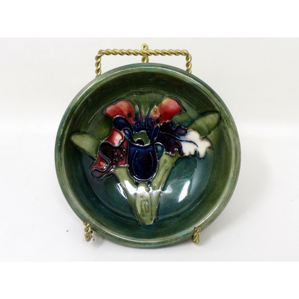 Vintage Green Moorcroft Trinket Dish - Iris Design