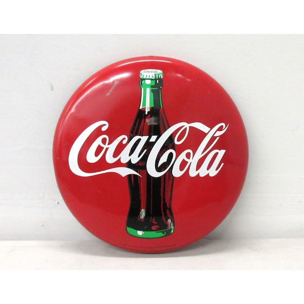 1990 Coca-Cola 12" Metal Button Sign
