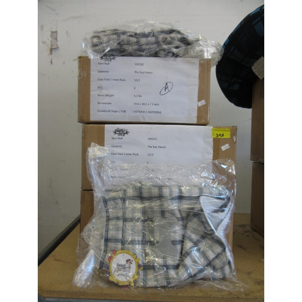 3 Cases of New "The Say Fleece" Fleece Lined Dog Coats