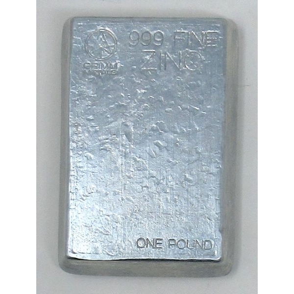 1 Pound .999 Fine Zinc Bar 