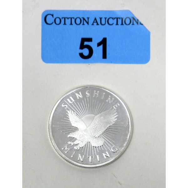 1 Oz .999 Silver Sunshine Minting Round 