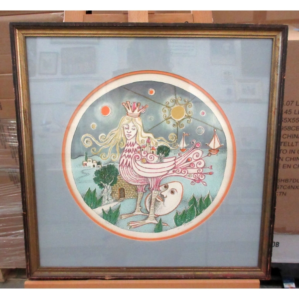 "Girl With Crown" Signed Lithograph by Ohana