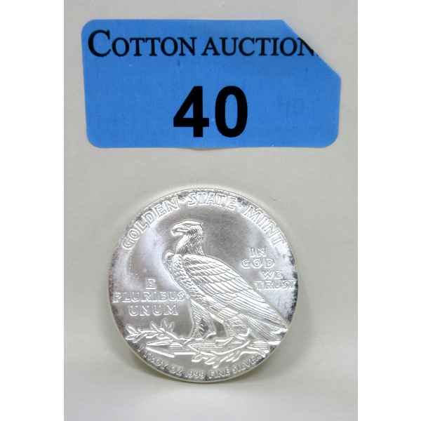 1 Oz .999 Silver Liberty/Eagle Golden State Mint Round 