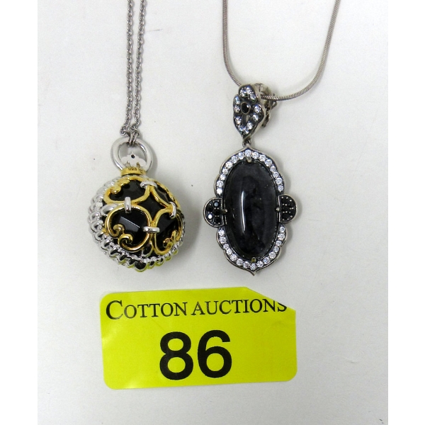 2 Sterling Silver Pendants on 18" Sterling Chains