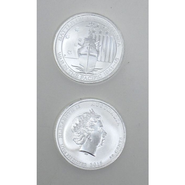 2 x 1/2 Oz .999 Silver 2015 Battle of the Coral Sea Coins 