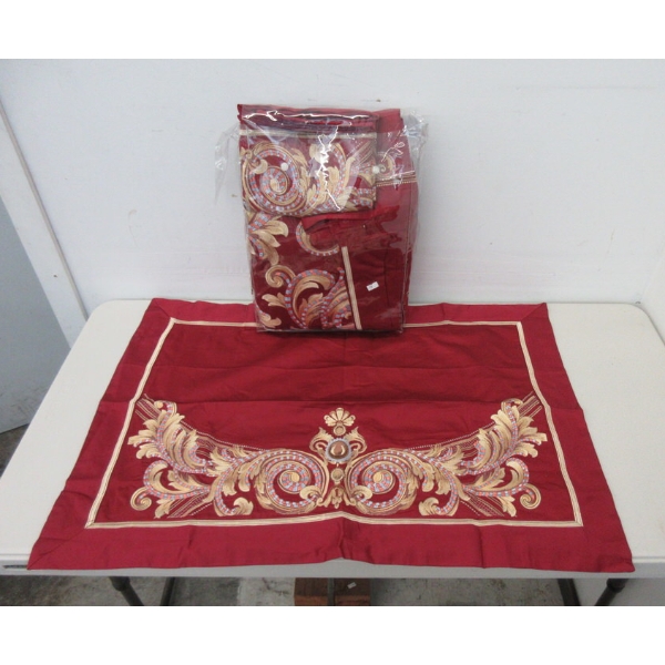 New 6 Piece Queen Size Luxury Red Duvet Cover Set 