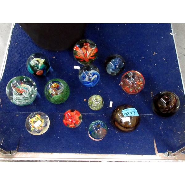12 Assorted Art Glass Orbs and Eggs