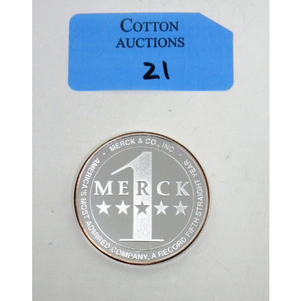 1 Oz .999 Silver Merck & Co. Round 