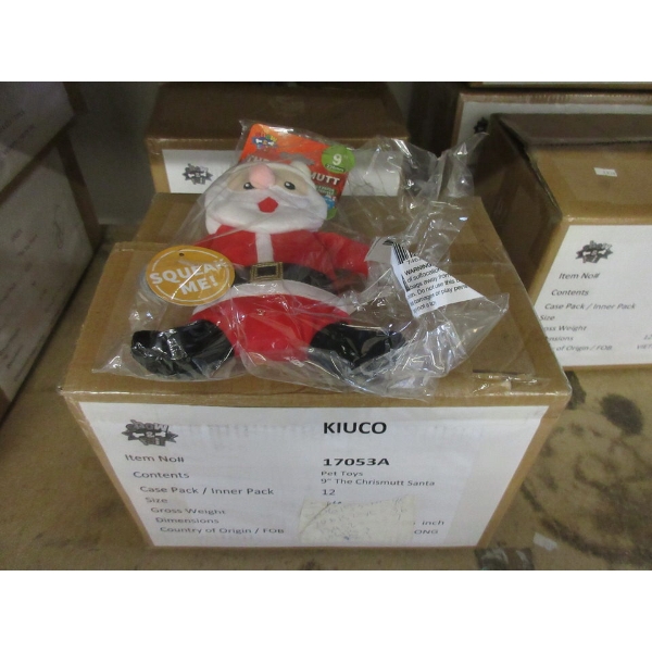 Cases of 12 New "Christmutt Santa" Squeak Toys for Dog