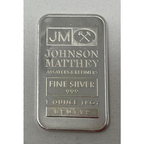 1 Oz Johnson Matthey .999 Silver Bar 