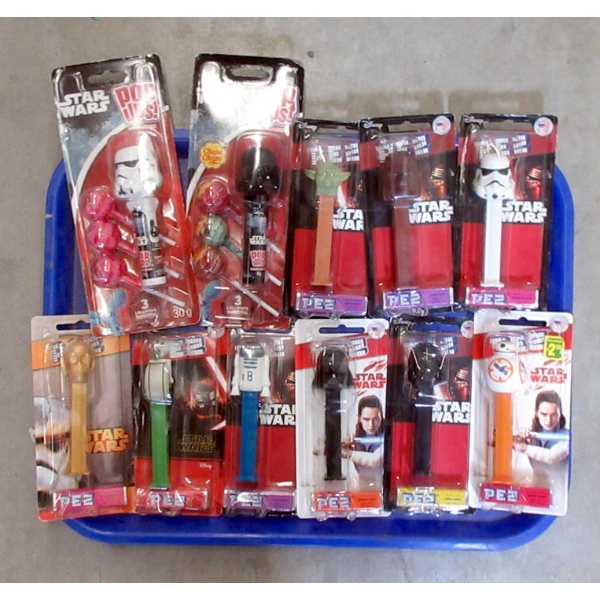 11 Star Wars Pez and 2 Star Wars Pop Ups Candy