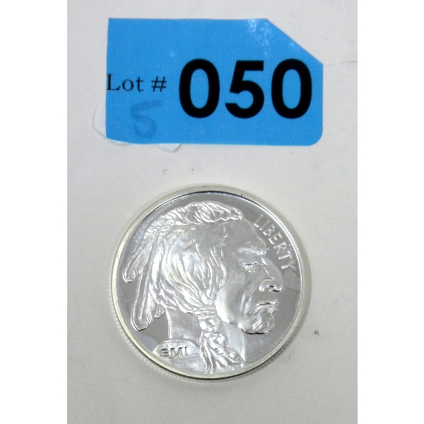 1 Oz .999 Silver Indigenous/Buffalo Round 