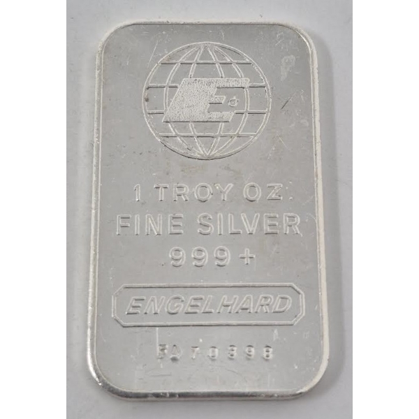 1 Oz .999+ Silver Big E Engelhard Bar