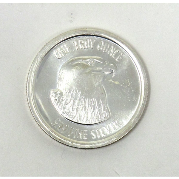 1 Oz .999 Silver Bald Eagle Silver Trade Round 