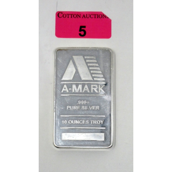 10 Oz .999+ Silver A-Mark Bar 