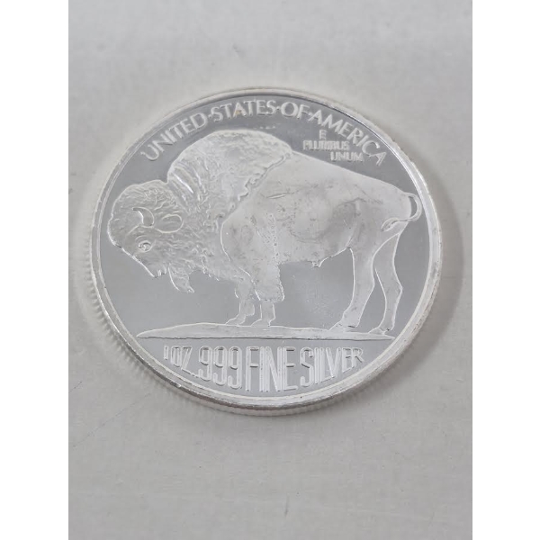 1 Oz .999 Silver Indigenous/Buffalo Art Round 