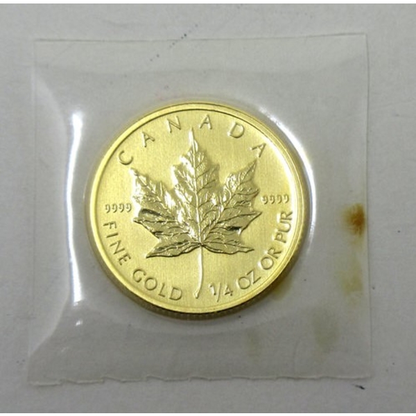 1/4 Oz Canada Maple Leaf .9999 Fine Gold Coin 