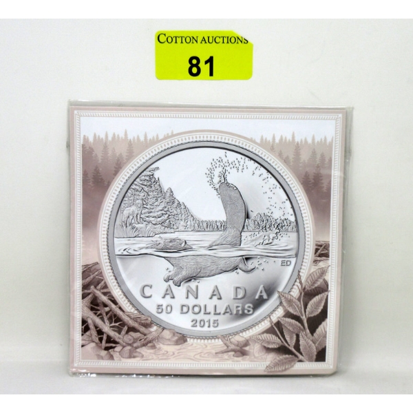 15.87 Gram .9999 Silver 2015 Beaver Canada $50 Coin 