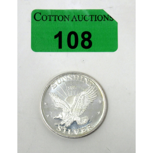 Vintage 1 Oz .999 Silver Sunshine Minting Round 