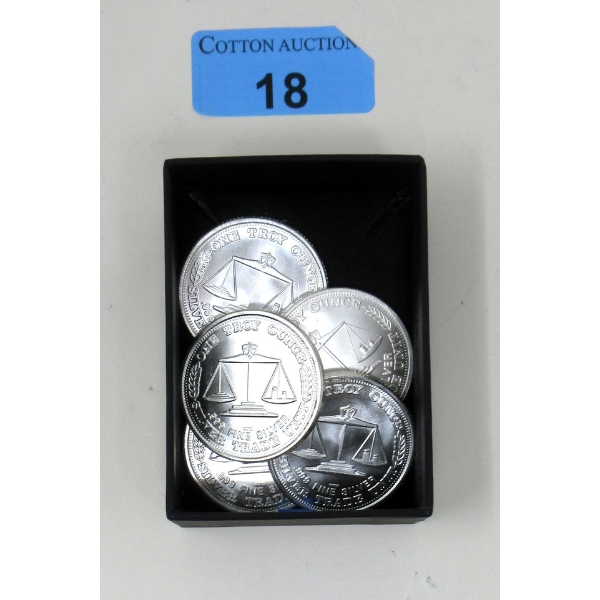 5 x 1 Oz .999 Silver Trade Unit Rounds 