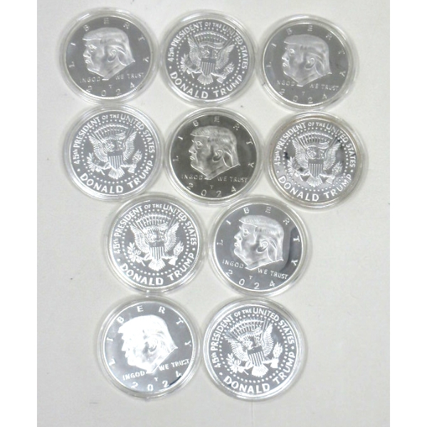 10 x 1 Oz Silver Clad 2024 Donald Trump 45th President Art Rounds 