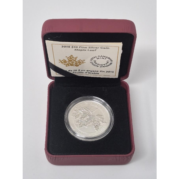 Half Oz .9999 Silver 2015 Maple Leaf $10 Coin