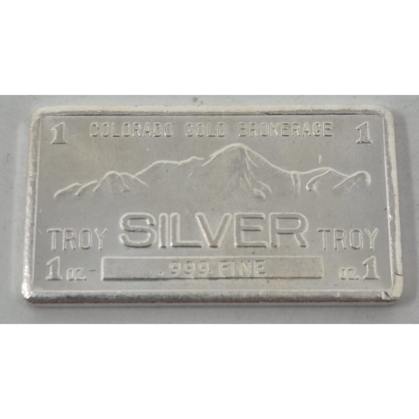 1 Oz .999 Silver Colorado Gold Brokerage Bar 