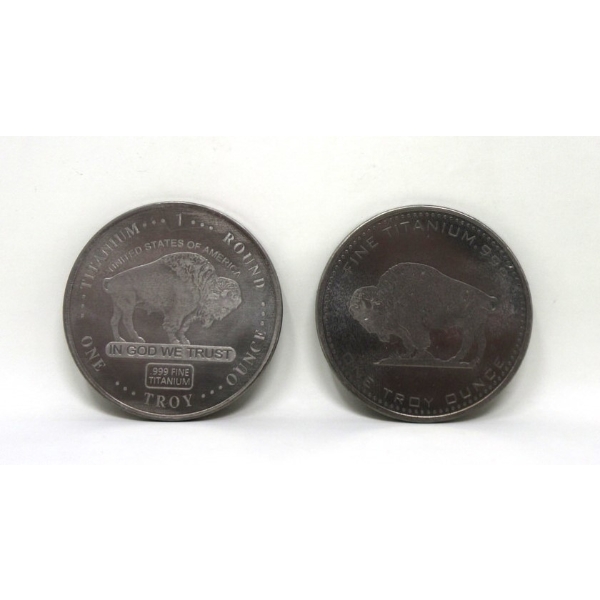 2 x 1 Oz Fine Titanium .999 Buffalo Rounds