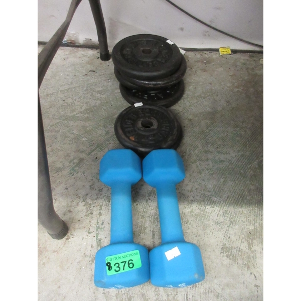 Pair of Dumbbells & 6 Assorted Weight Plates