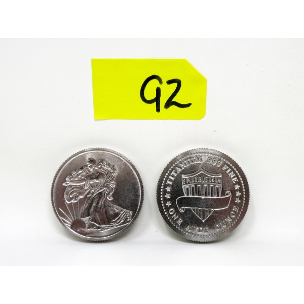 2 x 1 Oz .999 Fine Titanium Walking Liberty Motif Rounds
