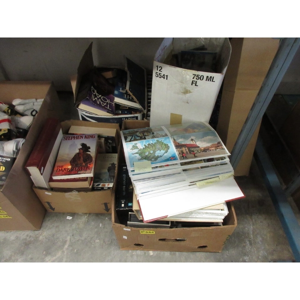 6 Boxes of Books, Postcards, VHS Tapes and More 
