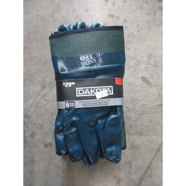 New Bundle of 6 Dakota Nitrile Coated Safety Gloves