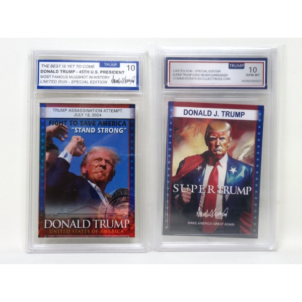 2 New Donald Trump Graded Trading Cards